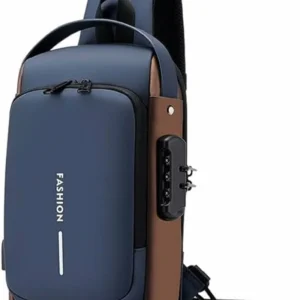 Blue & Brown | Multifunction Anti-Theft USB Charging Crossbody Shoulder Bag | Stylish, Secure, and Ready for Adventures