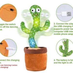 Rechargeable Dancing Cactus Toy with Hat | Interactive Singing & Talking Plush for Toddlers and Kids