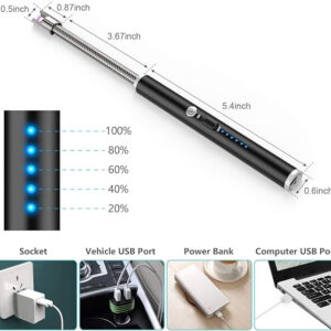 USB Rechargeable Flameless Arc Lighter Flexible & Windproof for Candles, Hiking, Camping, Kitchen, Fireplaces