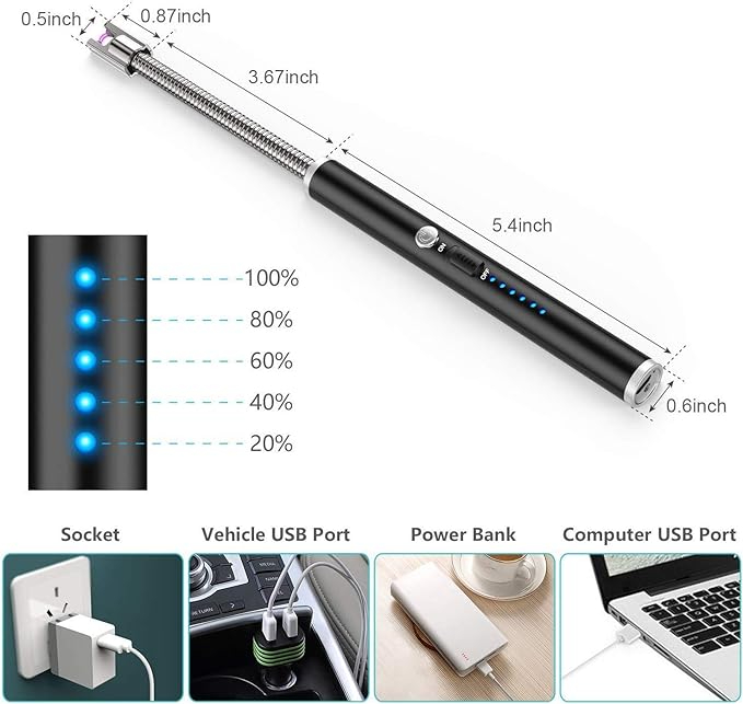 USB Rechargeable Flameless Arc Lighter Flexible & Windproof for Candles, Hiking, Camping, Kitchen, Fireplaces - Image 3