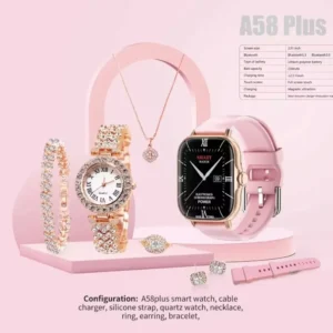 A58 Plus 6-in-1 Womens Smartwatch | Stylish Fitness Tracker Perfect Gift Idea