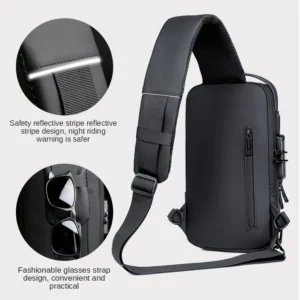 Black | Multifunction Anti-Theft USB Charging Crossbody Shoulder Bag | Stylish, Secure, and Ready for Adventures