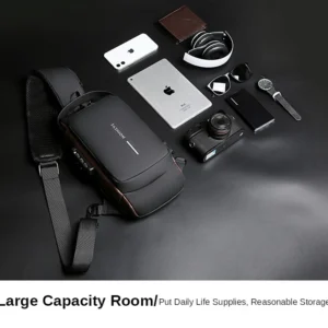 Black | Multifunction Anti-Theft USB Charging Crossbody Shoulder Bag | Stylish, Secure, and Ready for Adventures